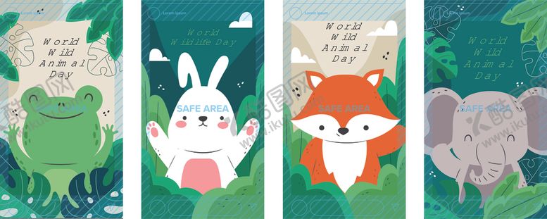 编号：97136911021219443319【酷图网】源文件下载-可爱动物插画卡片