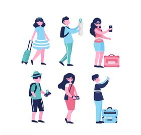 旅客游客插画观光者行箱