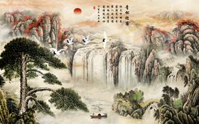 装饰画背景墙富贵竹清新