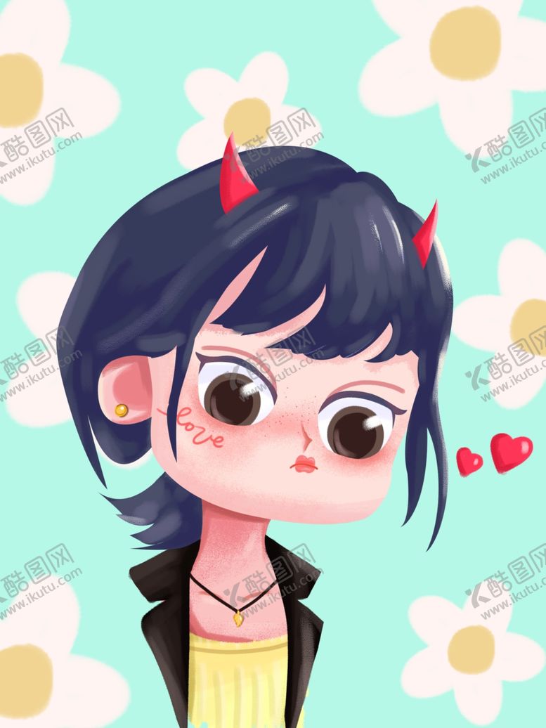 编号：47743103230746072239【酷图网】源文件下载-Q版女孩头像插画