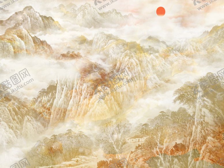 编号：48665610091338306436【酷图网】源文件下载-大理石山水背景墙