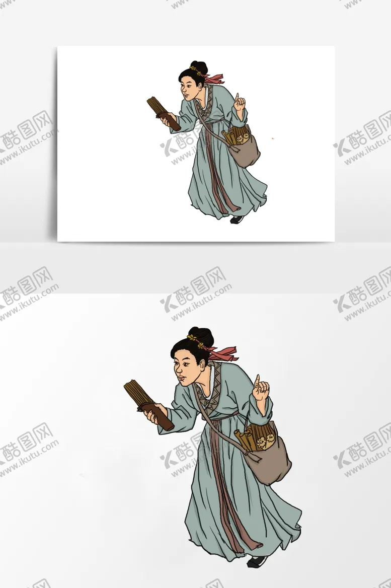 编号：14529707030722529822【酷图网】源文件下载-淡彩国画人物