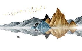 装饰画流水生财玄关室内森林