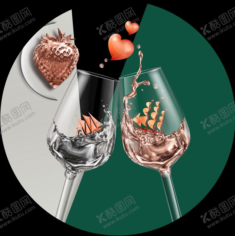 编号：70642809171559097362【酷图网】源文件下载-酒杯餐厅圆形挂画装饰画
