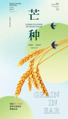 创意麦穗芒种节气海报