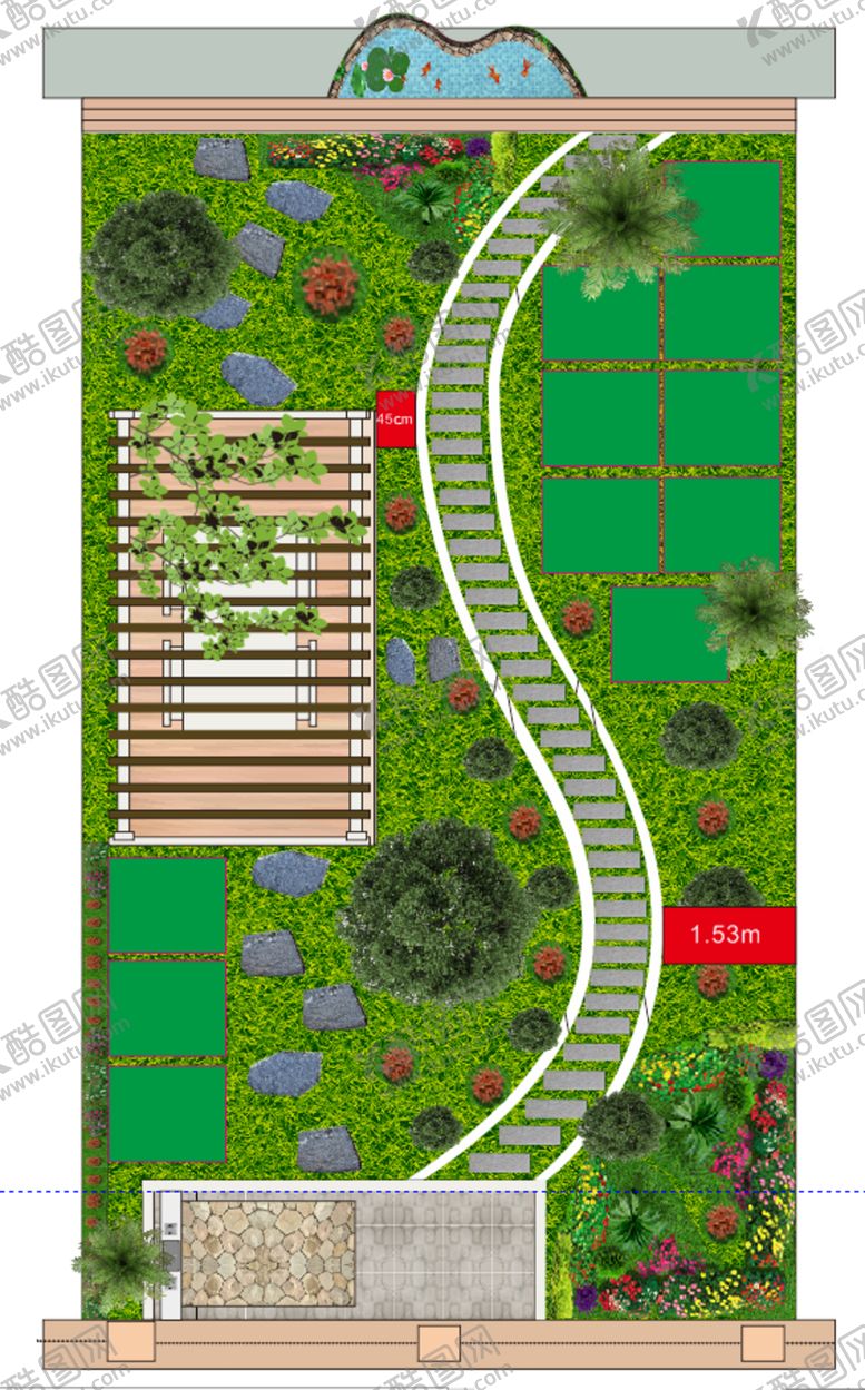 编号：82082510230806017800【酷图网】源文件下载-小花园平面图