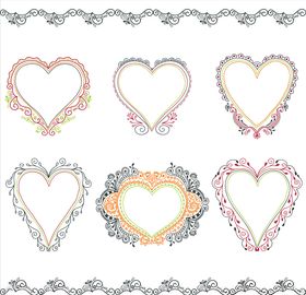 矢量心形花边