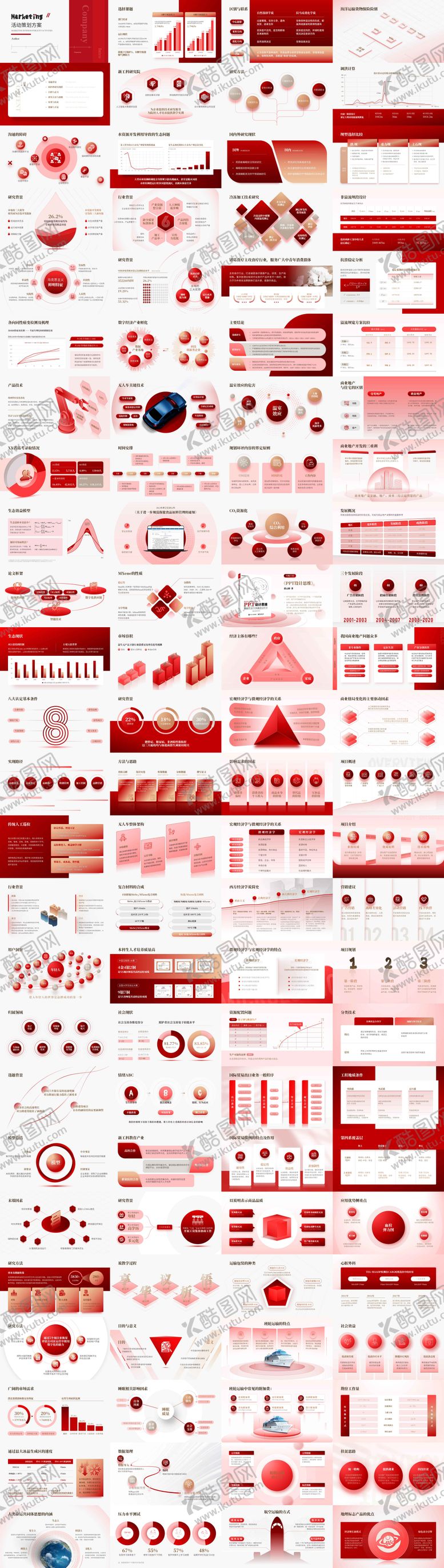 编号：25875410141556112350【酷图网】源文件下载-红色PPT高端图表模板 