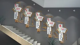 校园文化墙中小学走廊一训三风楼梯
