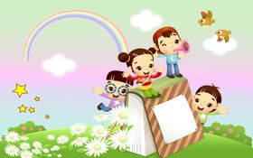 儿童海报背景卡通幼园人物幼园卡通