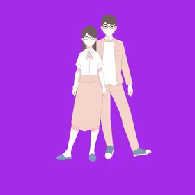 手绘情侣恋人爱男女卡通