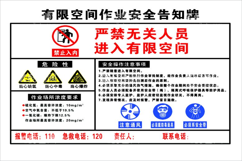 编号：36719911072356227962【酷图网】源文件下载-有限空间作业安全告知牌