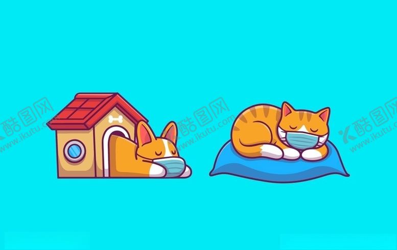 编号：91180609171236211686【酷图网】源文件下载-卡通小猫小狗