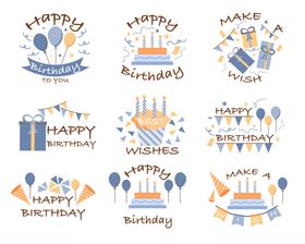 童趣生日贺卡矢量素材