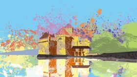 日内瓦西庸古堡水彩画油画