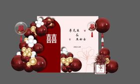 简约红色花朵婚礼结婚订婚布置展