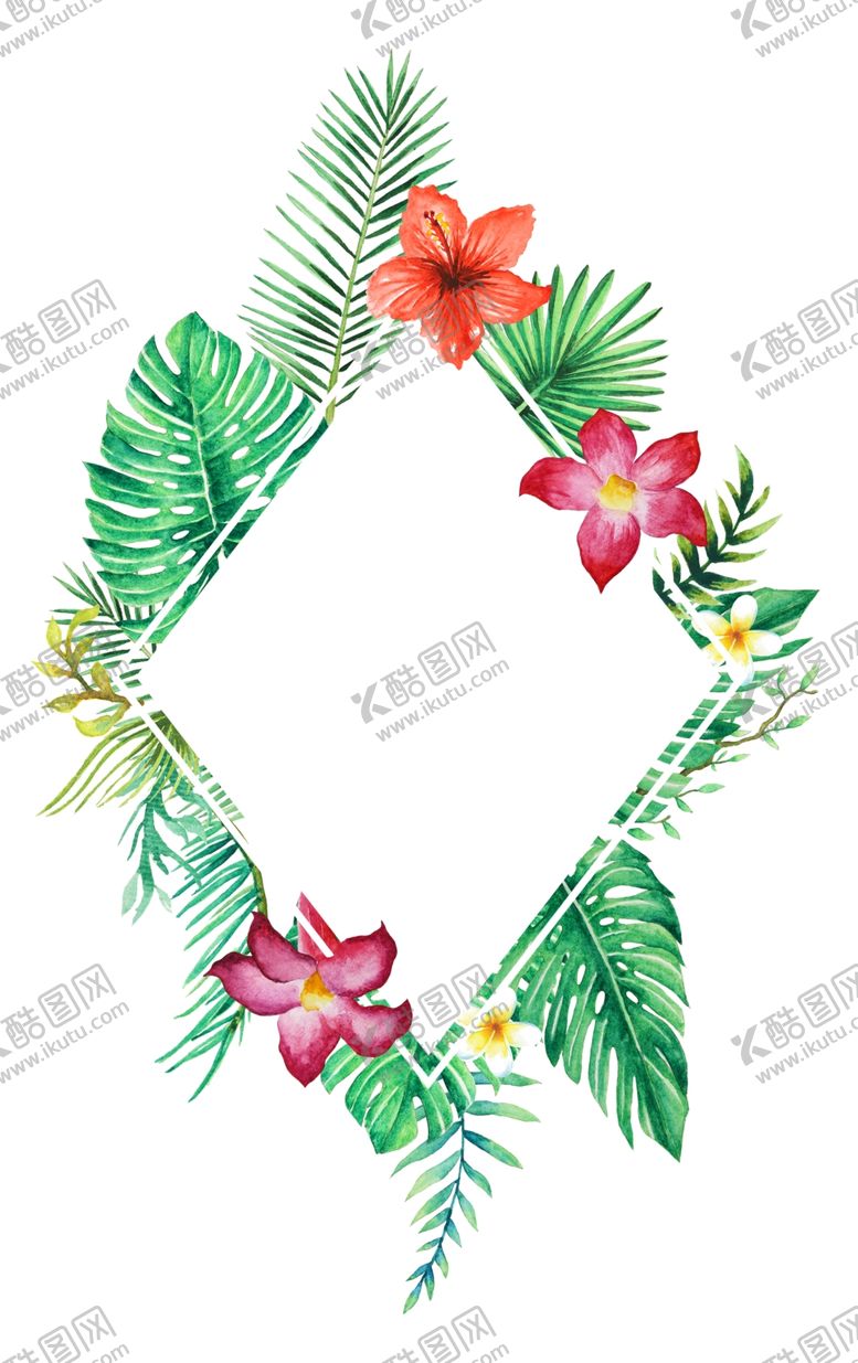 编号：18393807091241473163【酷图网】源文件下载-夏日水彩植物装饰图案