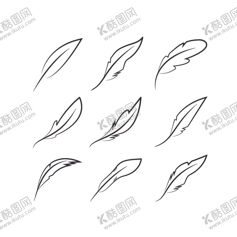 编号：30831512110902373953【酷图网】源文件下载-9款羽毛造型