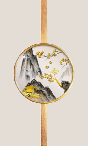 中式山水线条国画装饰画