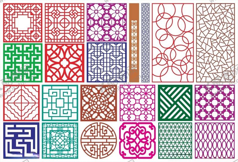 编号：51602910121756587719【酷图网】源文件下载-窗花镂空花纹屏风隔断雕花