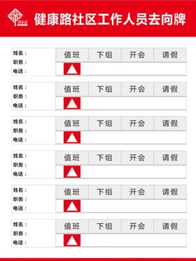 人员去向牌