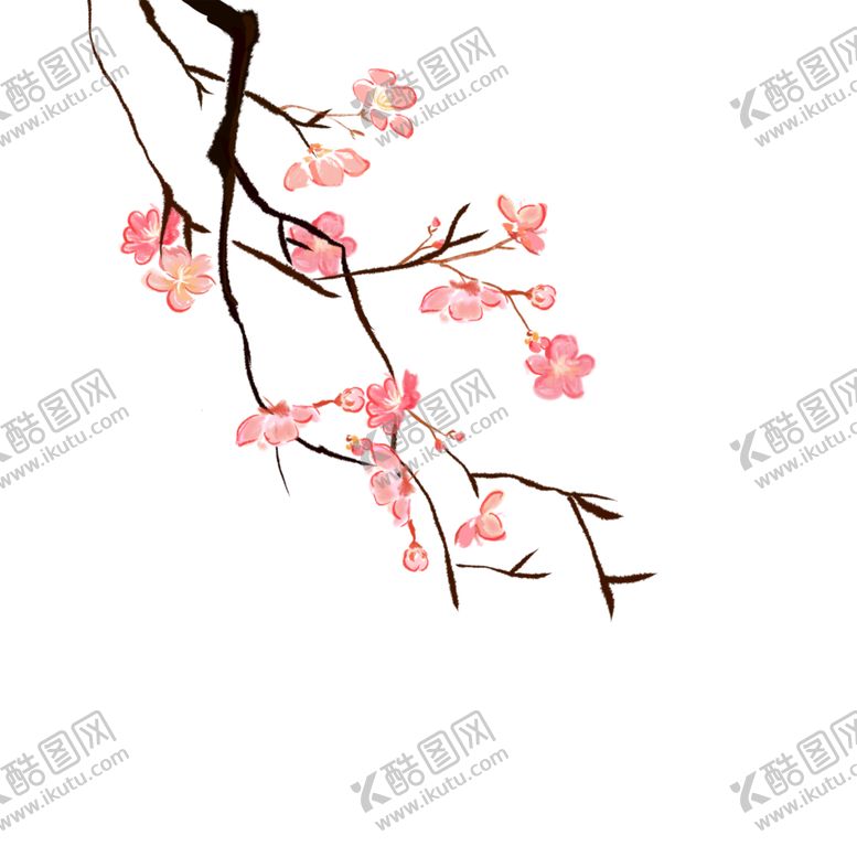 编号：15192310170156362842【酷图网】源文件下载-梅花花朵水墨画粉色花朵