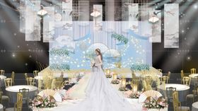 新中式蓝色婚礼效果婚礼背景