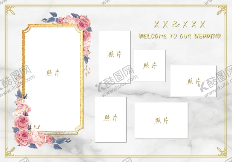 编号：32385505051419382920【酷图网】源文件下载-小清新白色大理石婚礼照片墙
