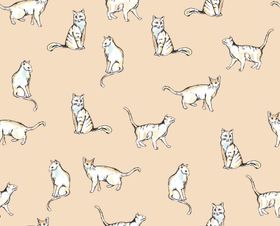 猫咪瓷砖图案包装纸热带植物花卉棕榈
