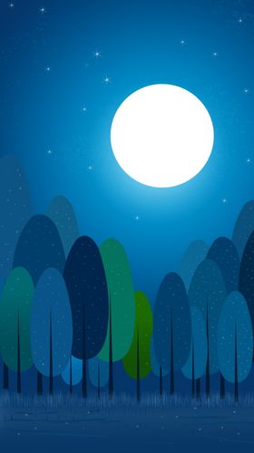 临摹夜色小清新场景插画