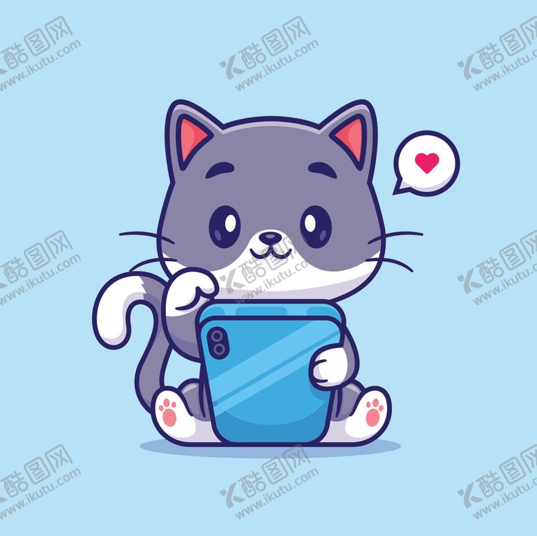 编号：81911001130006519310【酷图网】源文件下载-小猫手持手机卡通