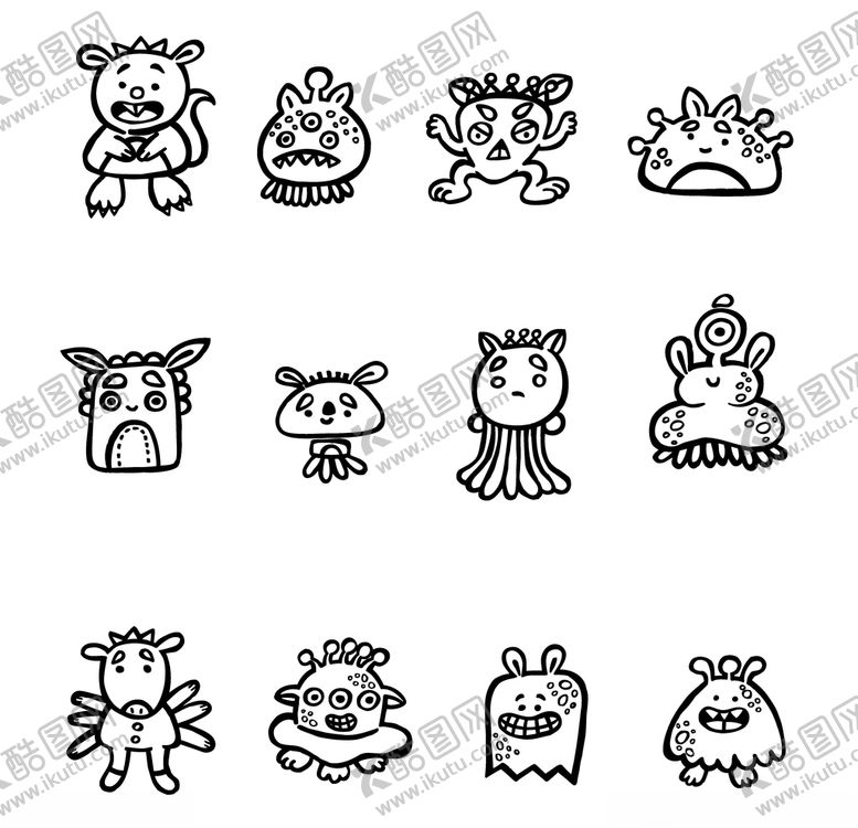 编号：81601510281657395541【酷图网】源文件下载-黑白简笔创意小图案