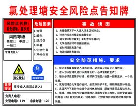 氯处理塘安全风险点告知牌