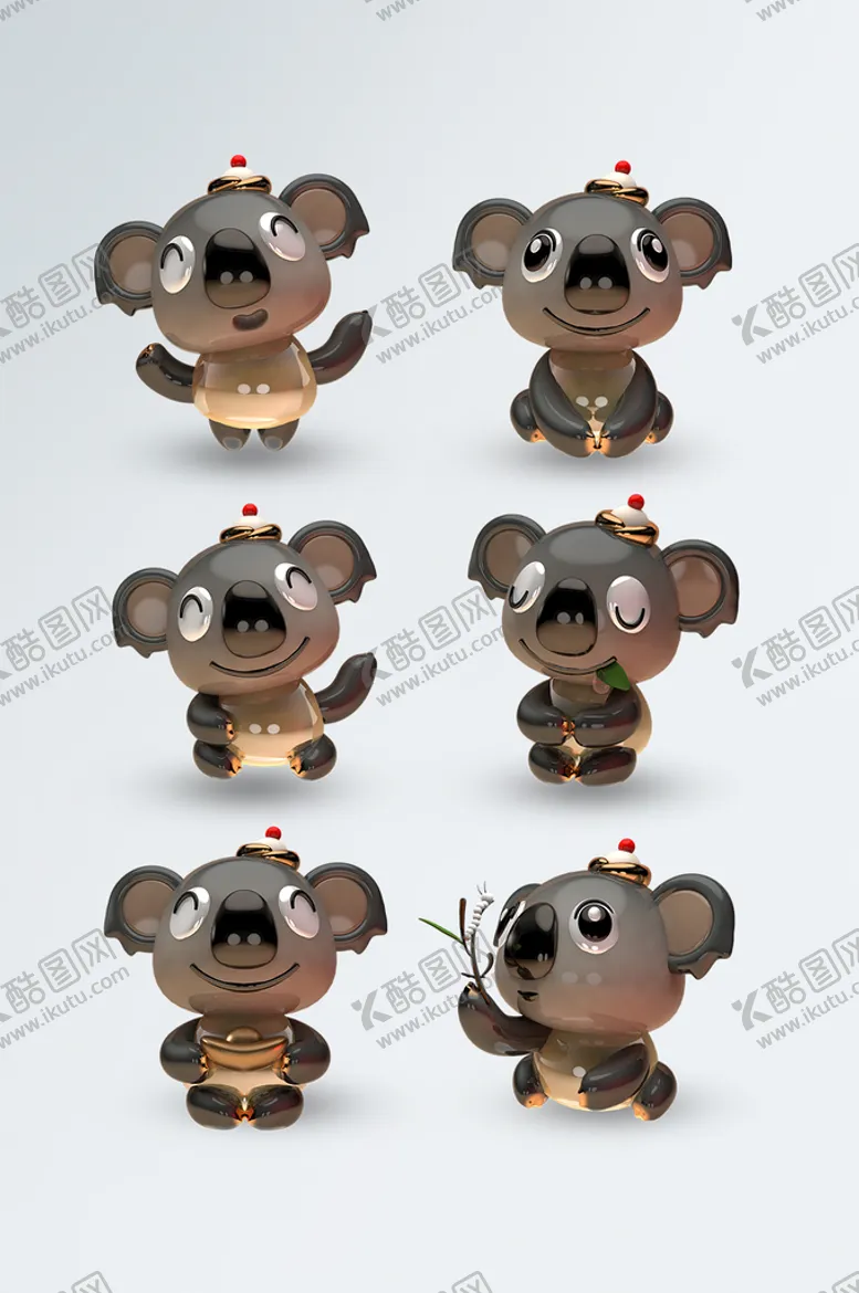 编号：69835209220450366259【酷图网】源文件下载-c4d立体3D卡通可爱动物考拉