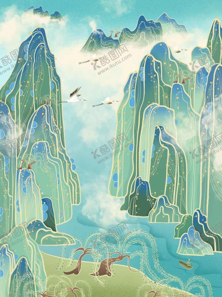 编号：82159012301614406393【酷图网】源文件下载-国风山水背景