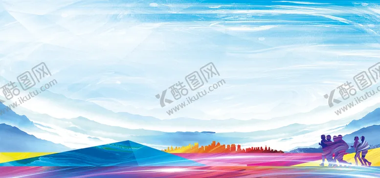 编号：39461811162311477735【酷图网】源文件下载-商务彩色运动人物海报展板背景