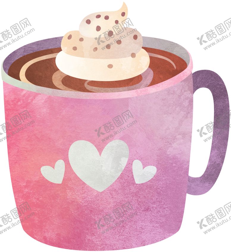 编号：79910712210145192992【酷图网】源文件下载-水彩蛋糕咖啡杯子爱心插画背景图