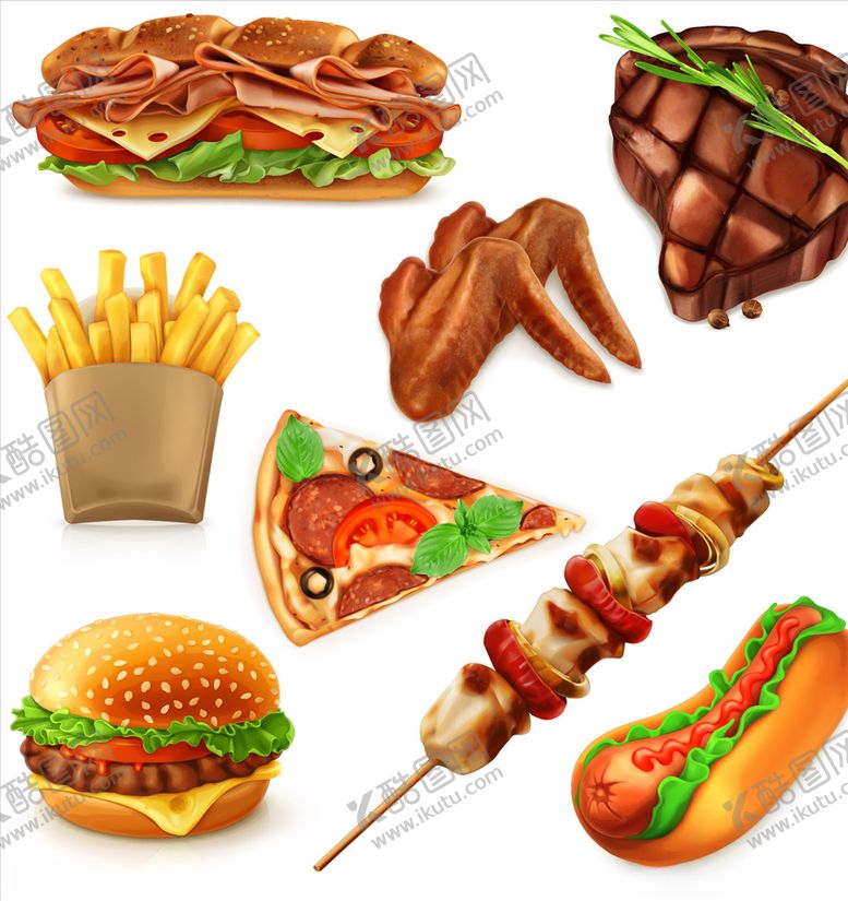 编号：33041610281853489315【酷图网】源文件下载-手绘快餐西餐