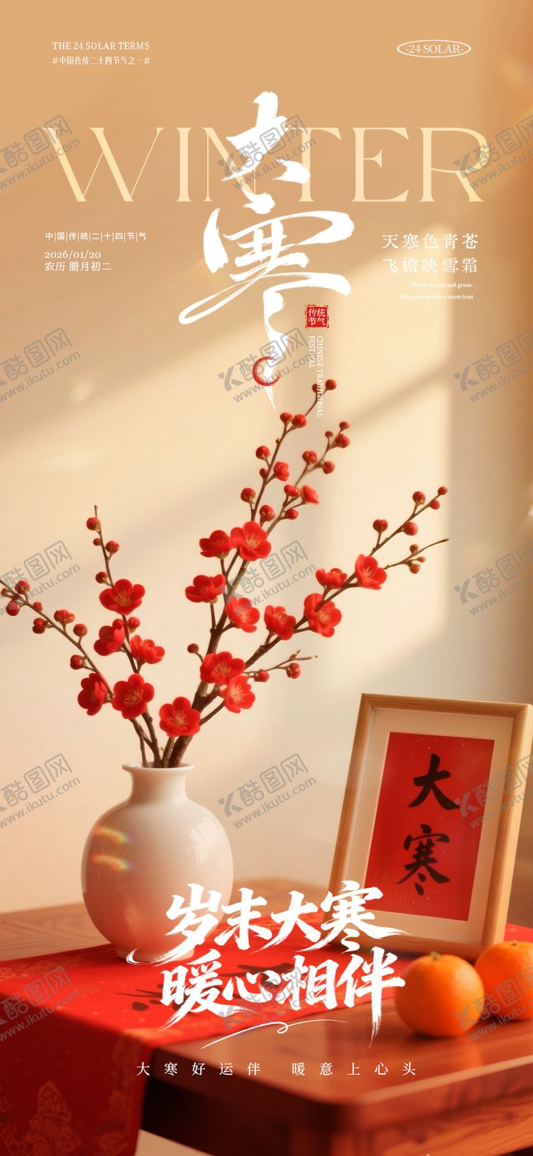 编号：11579001170204296899【酷图网】源文件下载-大寒节气海报温馨实景摄影地产宣传海报