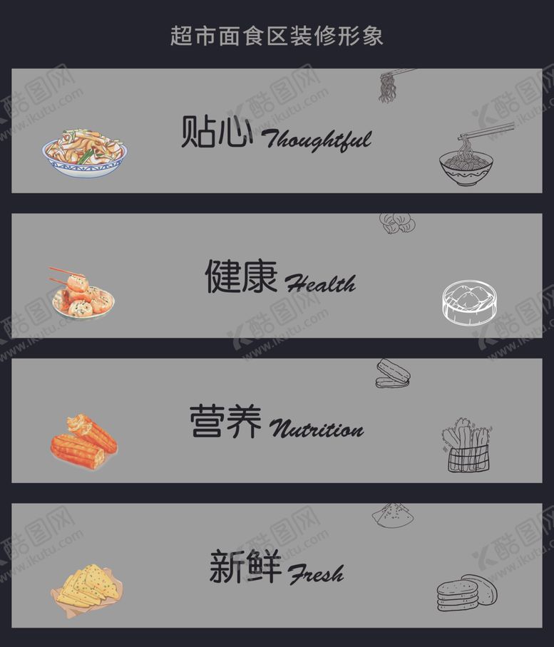 编号：56898404041240071324【酷图网】源文件下载-超市面点区装修玻璃吊楣形象图片