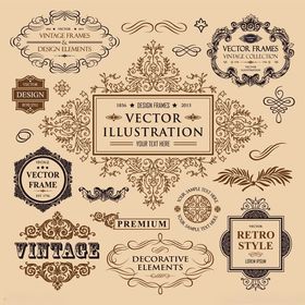 复古装饰花纹设计元素集