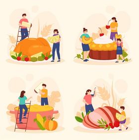 欢乐烹饪场景插画