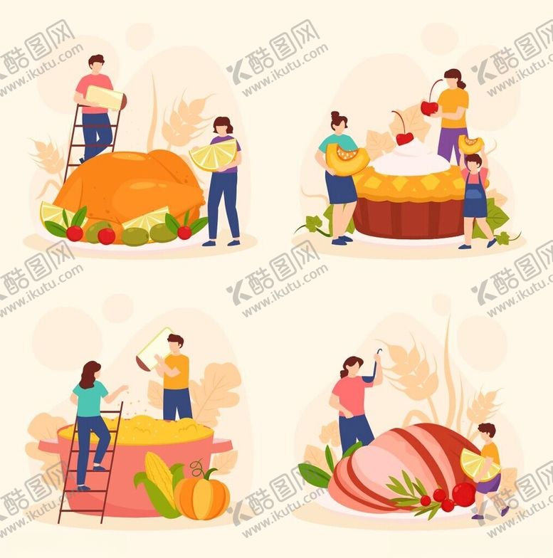 编号：11222306250619314227【酷图网】源文件下载-欢乐烹饪场景插画