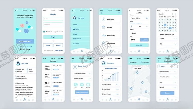 编号：44590409200417215694【酷图网】源文件下载-清新风格手机应用界面设计