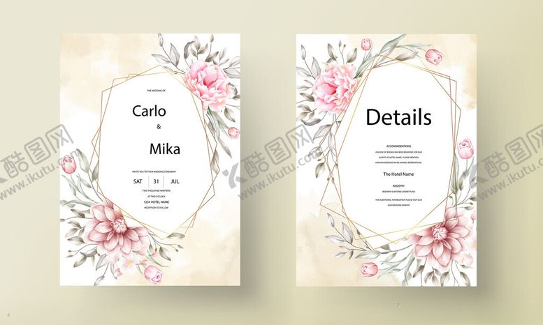 编号：85021111201731594963【酷图网】源文件下载-花卉婚礼邀请函设计