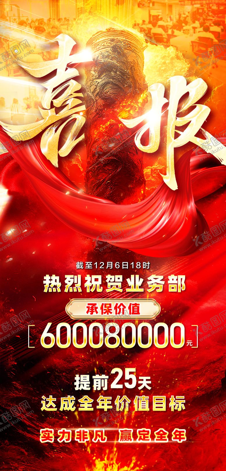 编号：82148502141041248175【酷图网】源文件下载-话业绩达成表彰贺报海报