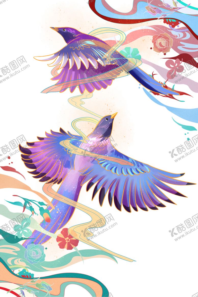 编号：32352609260149095636【酷图网】源文件下载-国潮手绘喜鹊