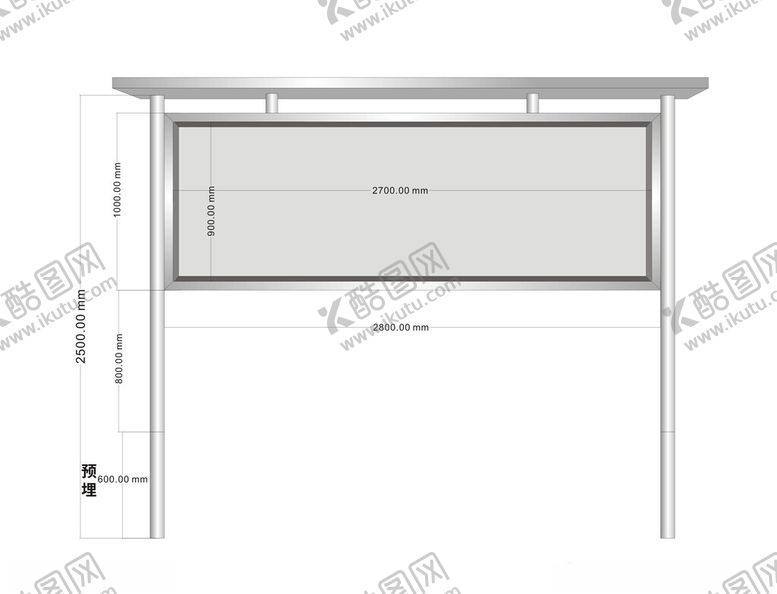 编号：87358804081638183817【酷图网】源文件下载-不锈钢宣传栏设计图