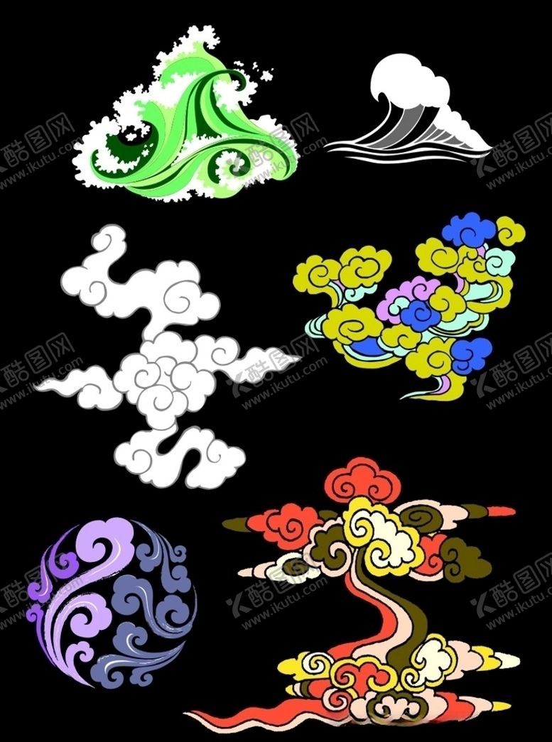 编号：78074109191814149542【酷图网】源文件下载-中国传统文化元素祥云浪花