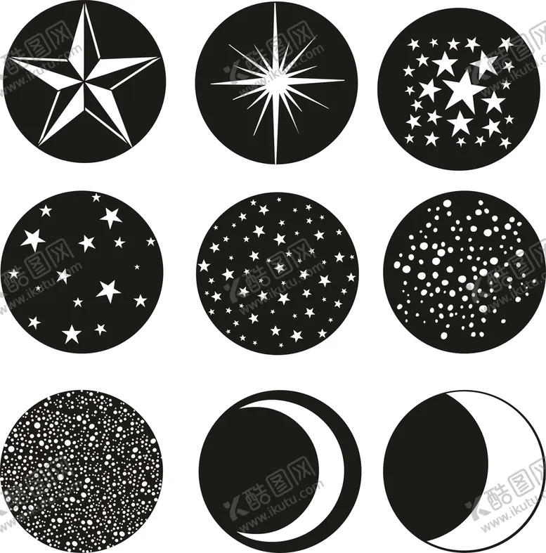 编号：47340312100705398037【酷图网】源文件下载-星星 月亮 夜空 圆点 点点 